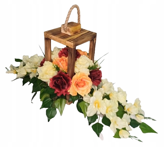 Náhrobní věnec kytice na hrob hřbitov lampion