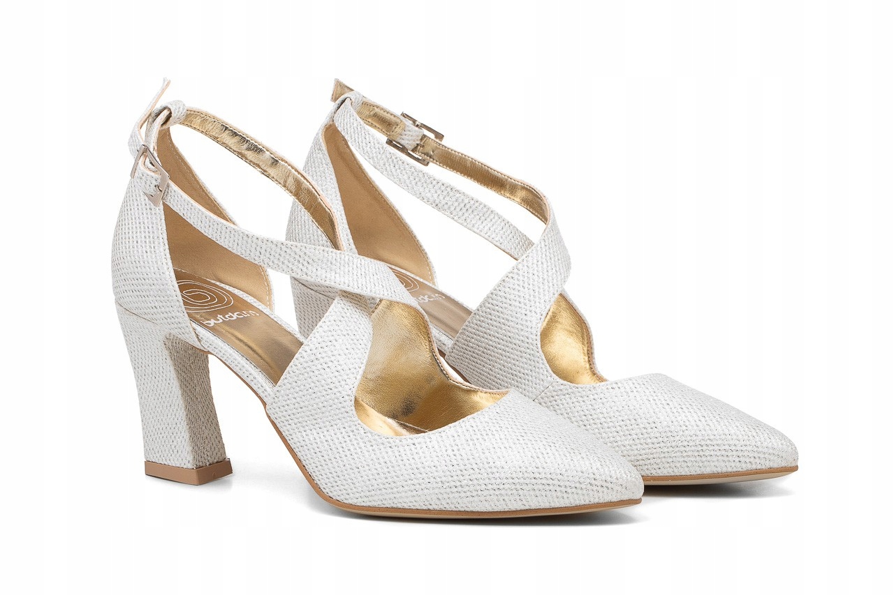 Boty s proužky na sloupku stříbrné třpytky Iga 39