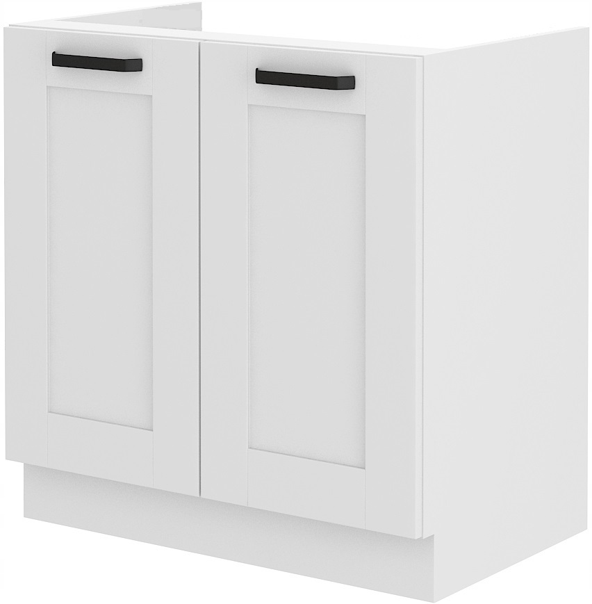 Kuchyňská skříňka stojící pod dřez, bílá, frézovaná, přední strana 80 cm