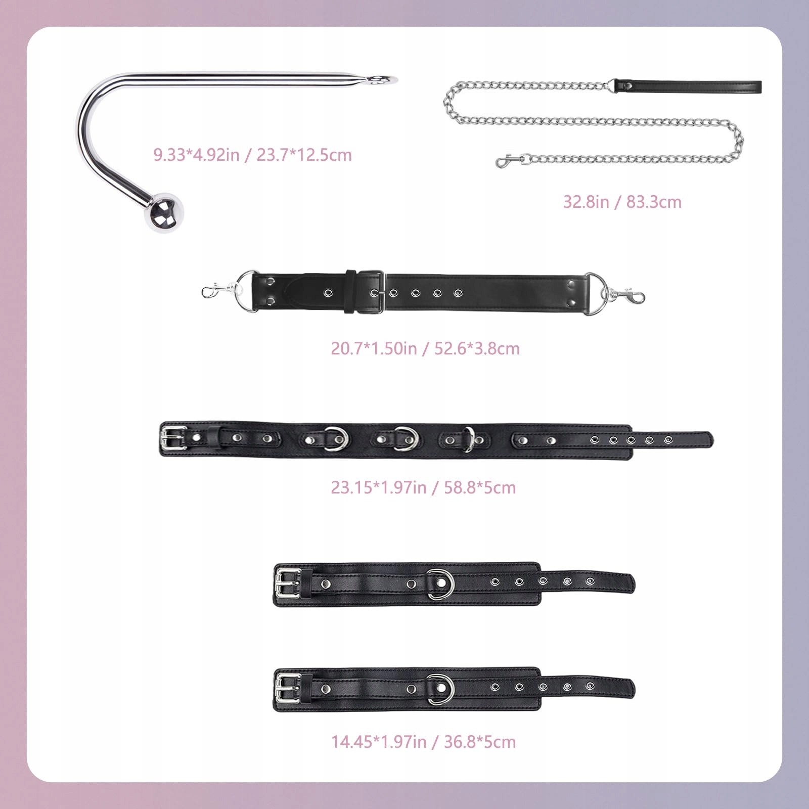BDSM Zestaw Bondage Z Hakami Analnymi Kajdanki I Obroża Fetysz SM — miniatura 6