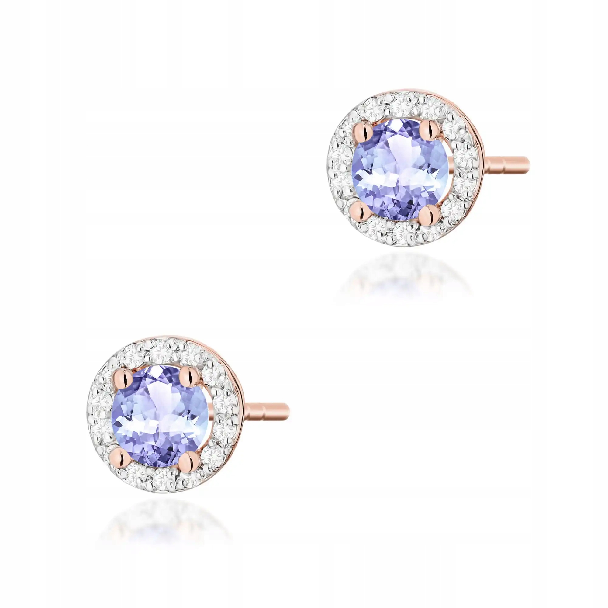 Náušnice zlaté pro ženu 585 s tanzanitem, elegantní diamanty pro maminku