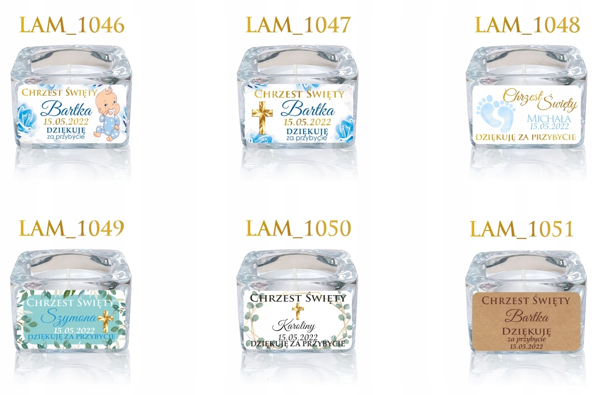 5 szt. Świecznik Świeczka Chrzest Podziękowanie Stan opakowania oryginalne