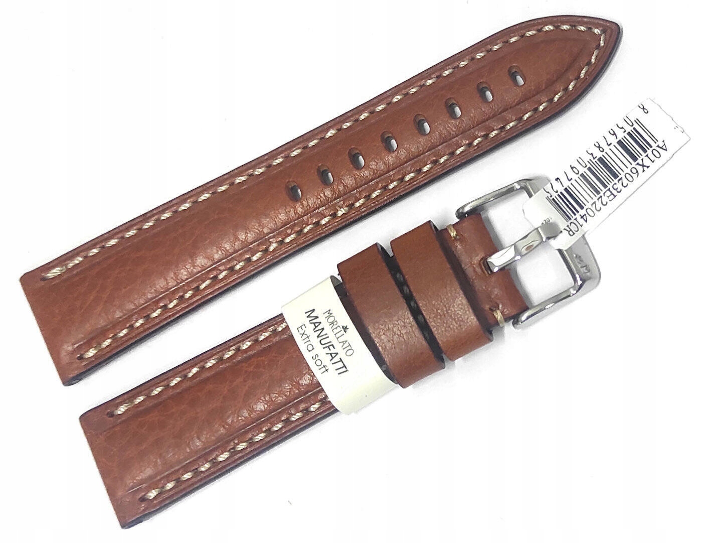 Hnědý Kožený Měkký Italský Řemínek Na Hodinky Morellato Carra 22 mm X6023