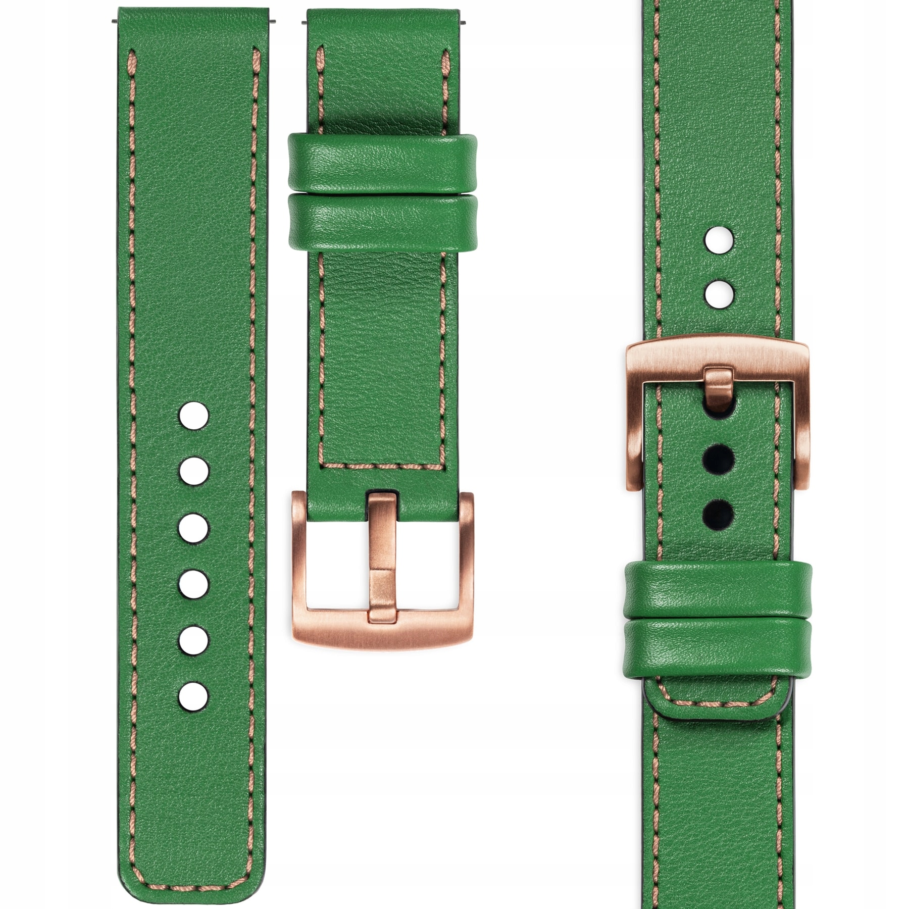 Kožený opasek 22 mm pro prémiové hodinky, elegantní Movear, zelený
