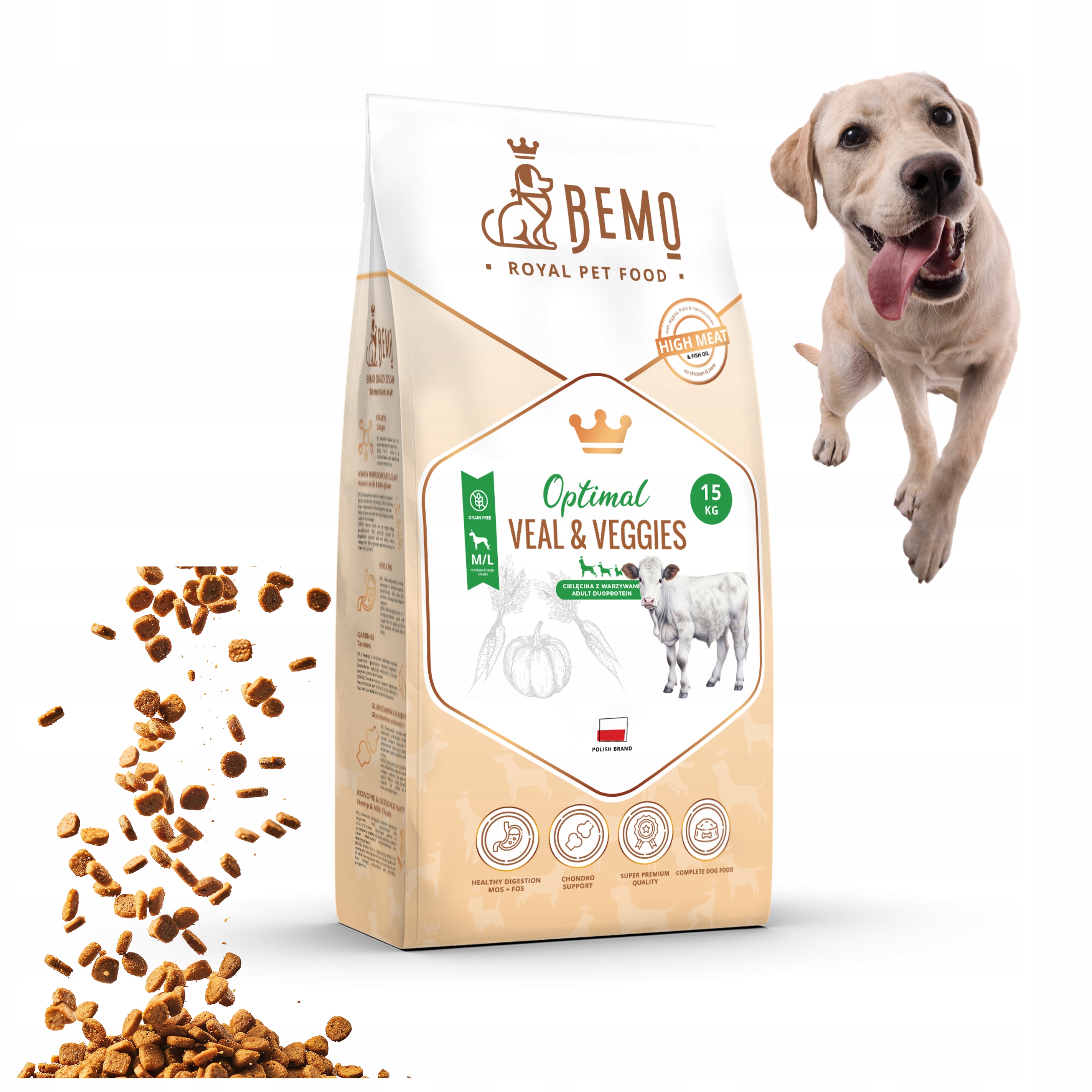 Levně Krmivo pro psy Bemo Optimal Veal M/L 10 kg s telecím masem a zeleninou