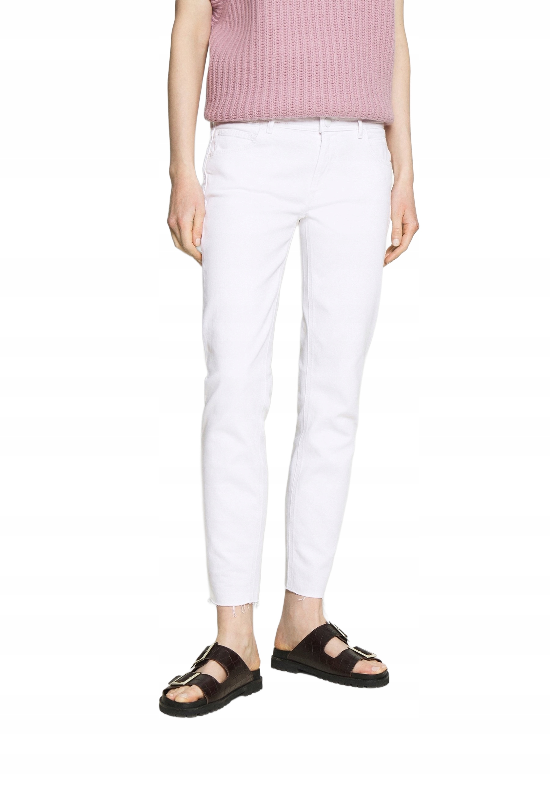 Marc O'polo Bílé Úzké Nohavice Džíny Se Surovým Spodním Dílem A Středním Pasem 32/32 6BA