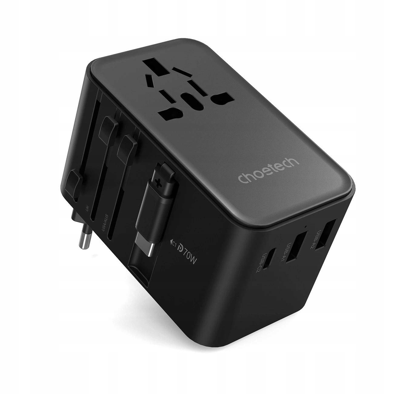 Adapter Podróżny Choetech Pd5022 70W Eu Us Aus Uk Z Wbudowanym Kablem