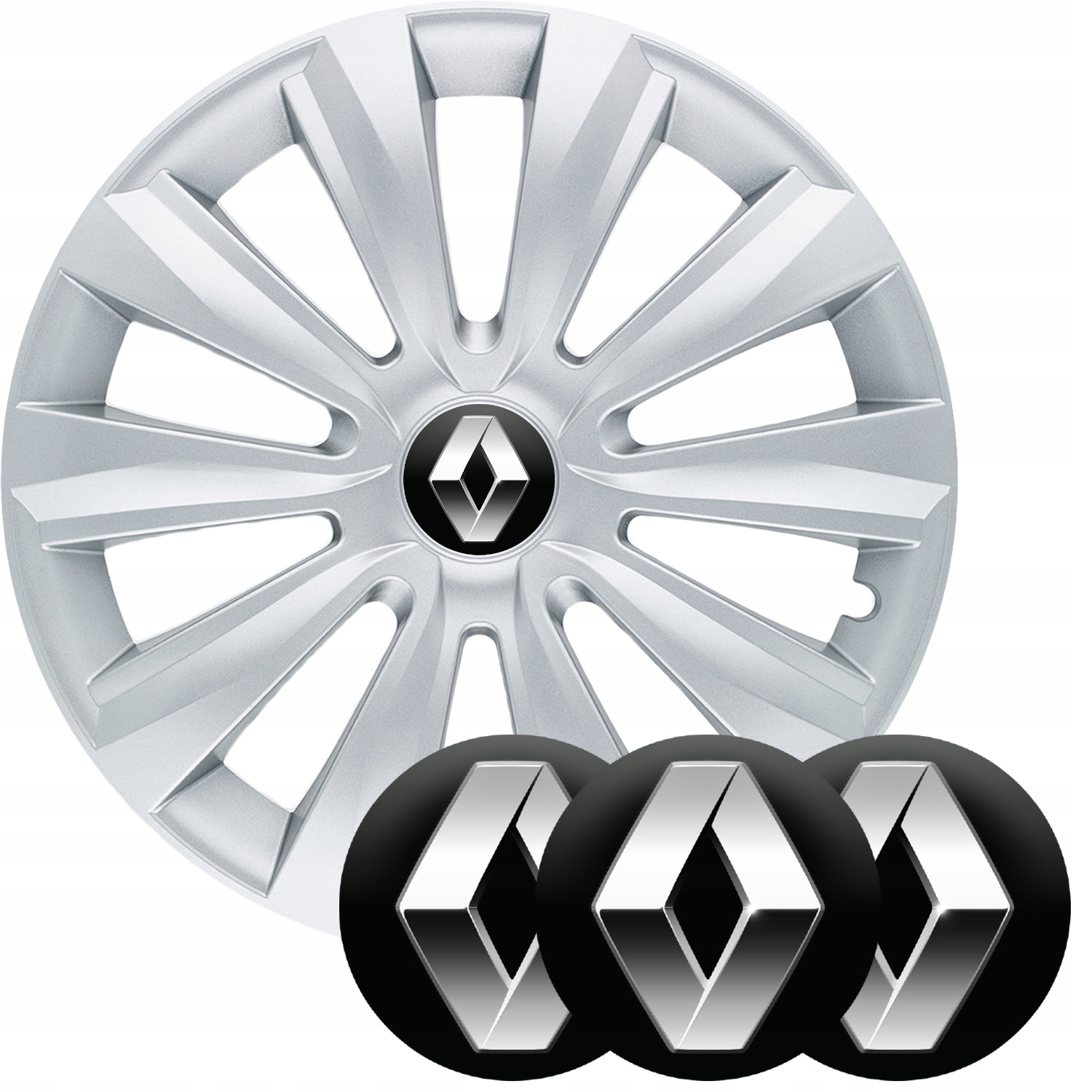 KOŁPAKI 15" DO RENAULT + KOMPLET 4szt DEKIELKÓW ZNACZKÓW PREMIUM!