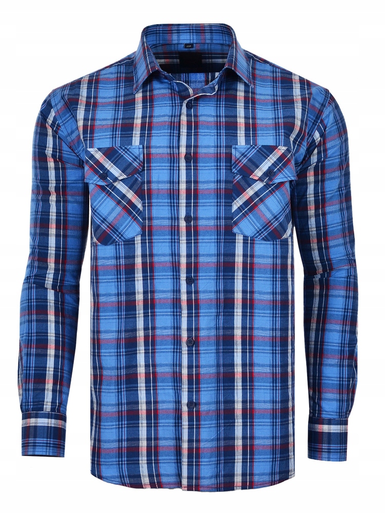 Košile Kostkovaná Modrá Dlouhá Velká 49/50