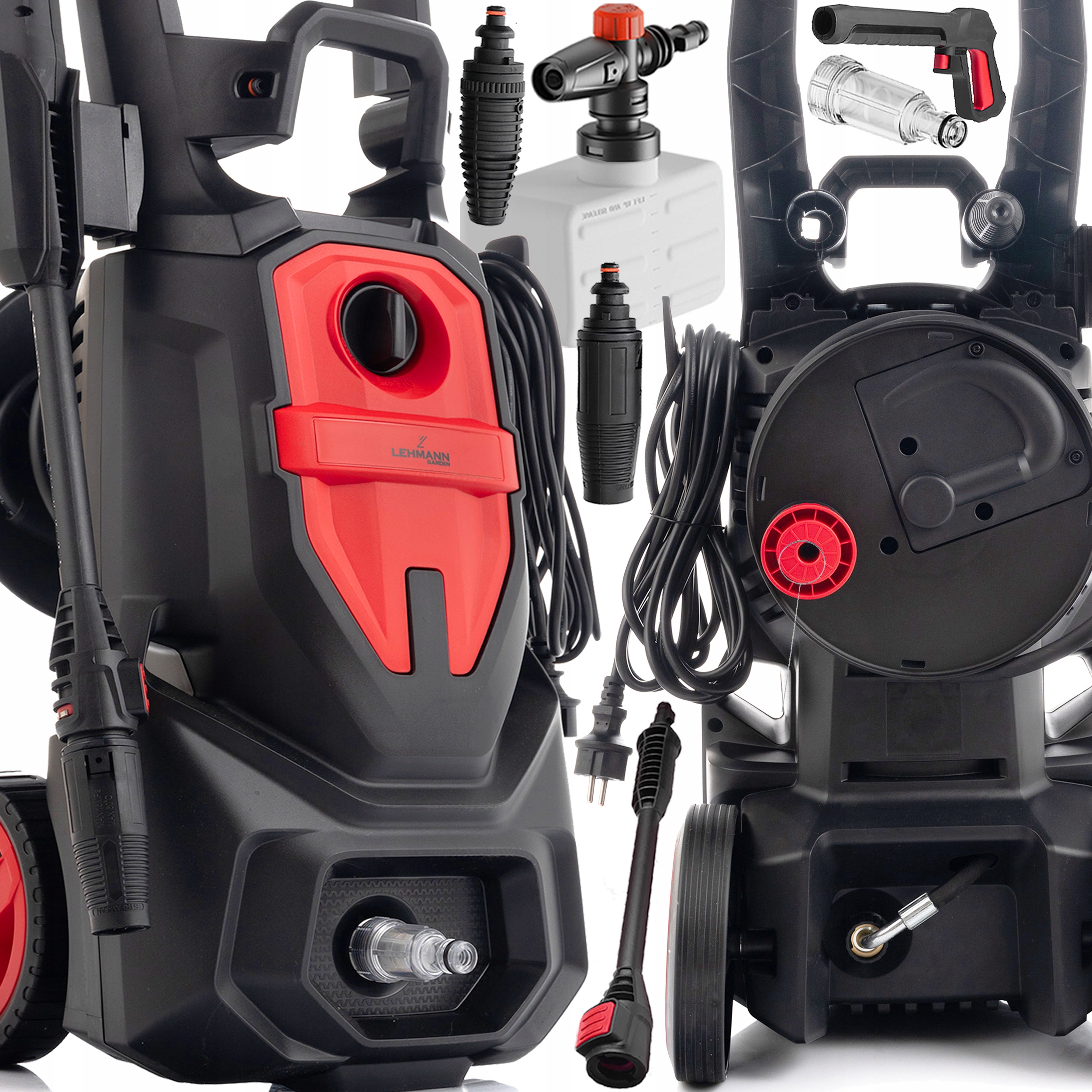 Myjka Ciśnieniowa 290BAR Mocna Aluminiowa Pompa Pianownica Zwijacz Na Wąż