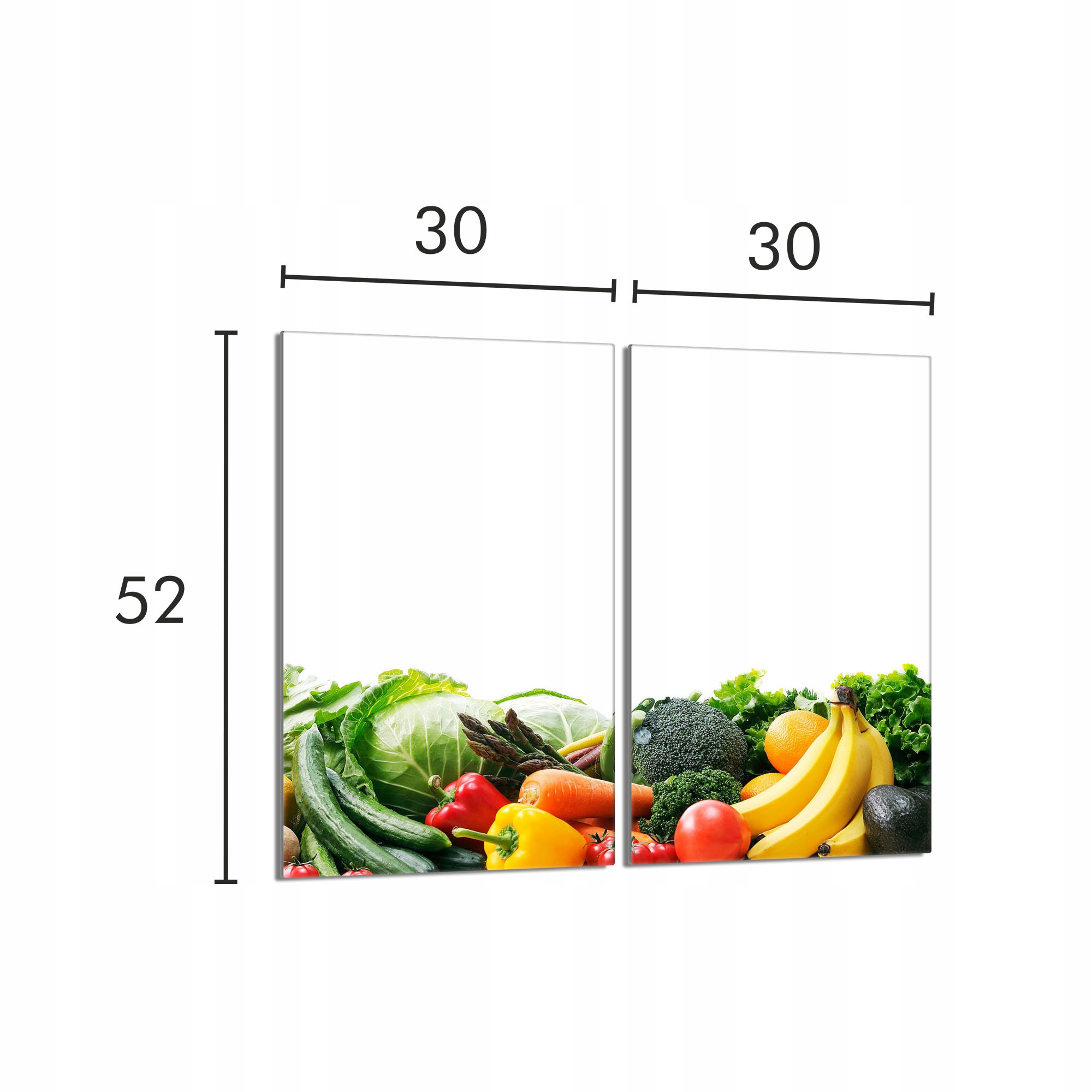 Skleněná ochranná deska na sporák 2x30x52 Zelenina