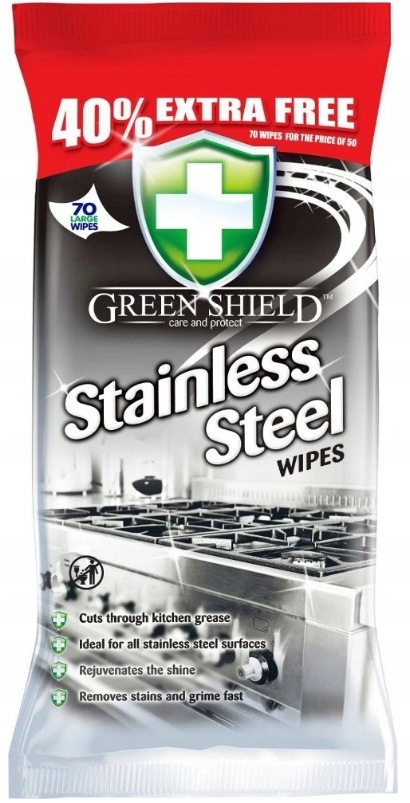 

Green Shieled Chusteczki 70 do Stali Nierdzewnej