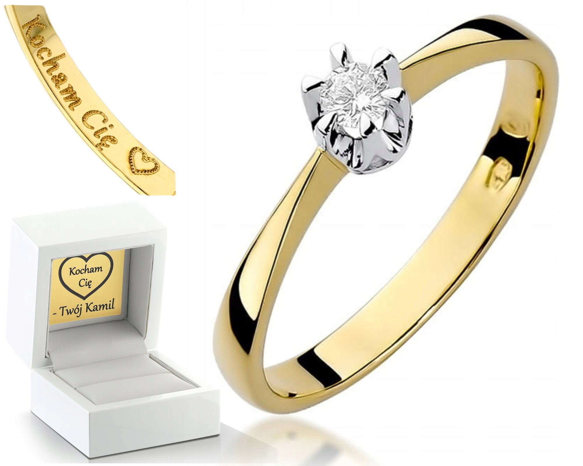 Zlatý Prstýnek Zásnubní Prsten Ze Žlutého Gravírování 585, Bonus