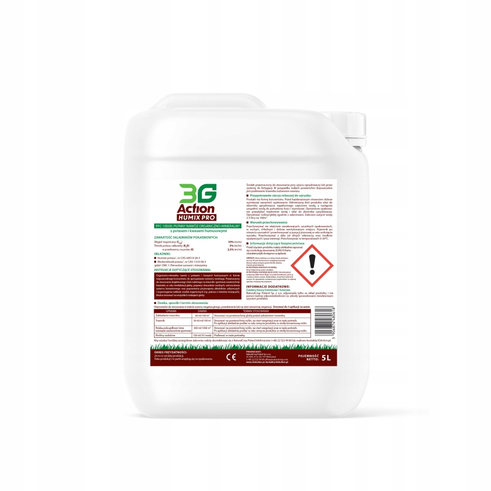 BiOgardena hnojivo na trávy 3G Action Humix Pro huminové kyseliny 5L Golfové hřiště