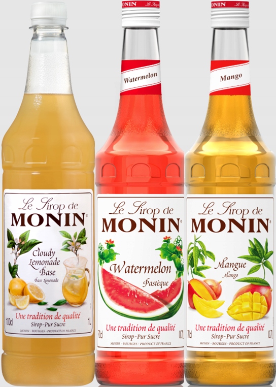 Zestaw letni do lemoniad i drinków Monin Cloudy, Arbuz, Mango