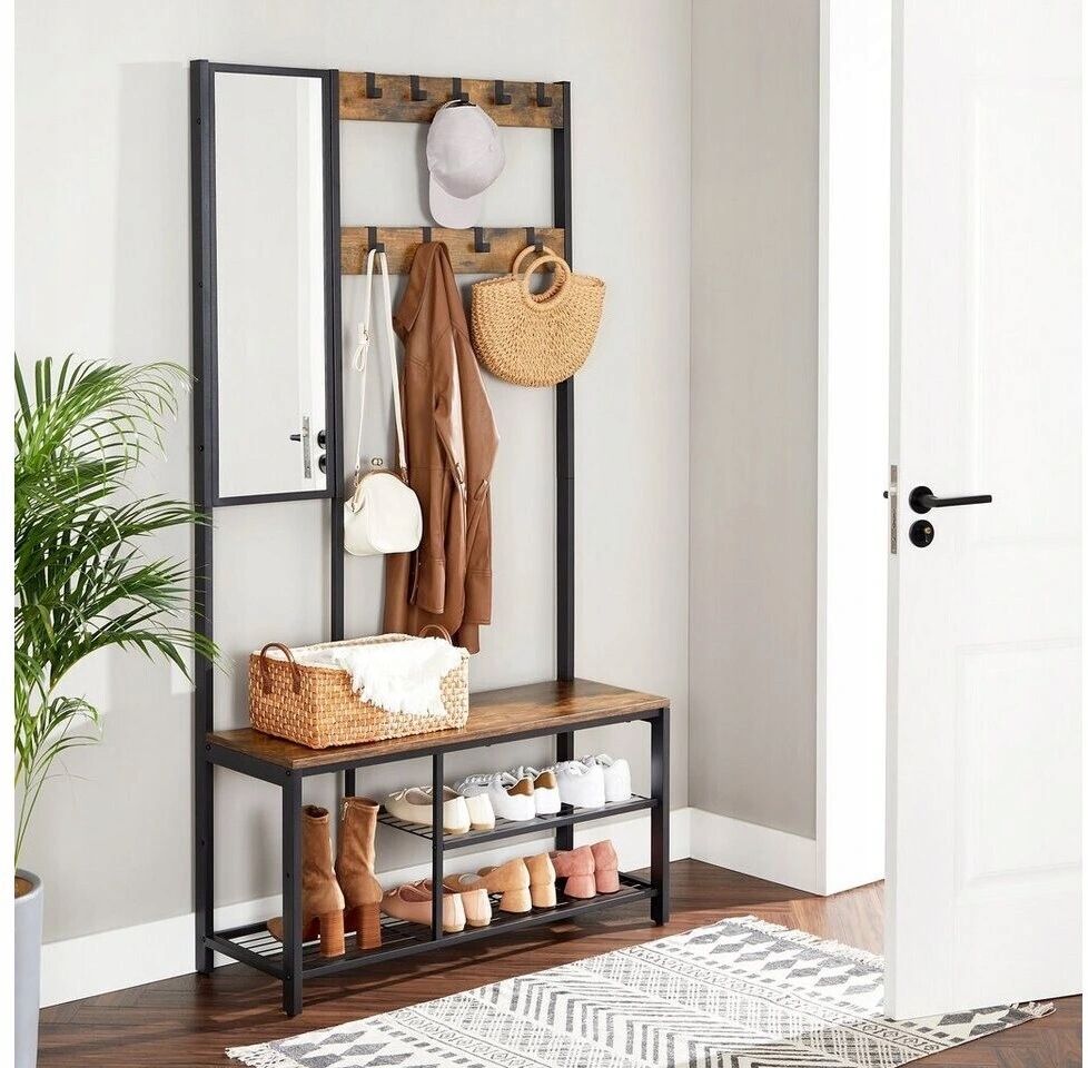 Predsieňový vešiak so zrkadlom industriálny