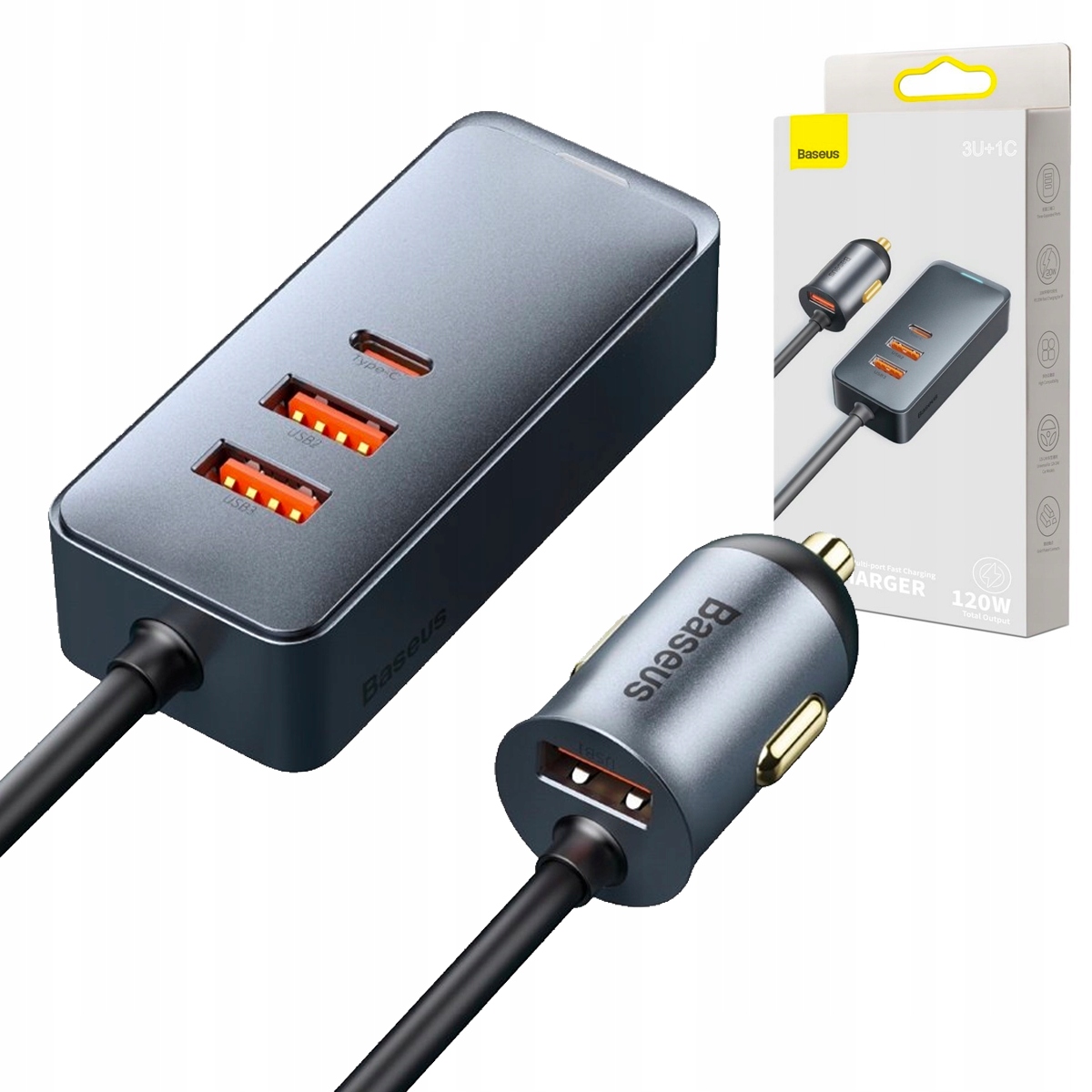 

Baseus Ładowarka Samochodowa 3x Usb/usb-c 120W Pd