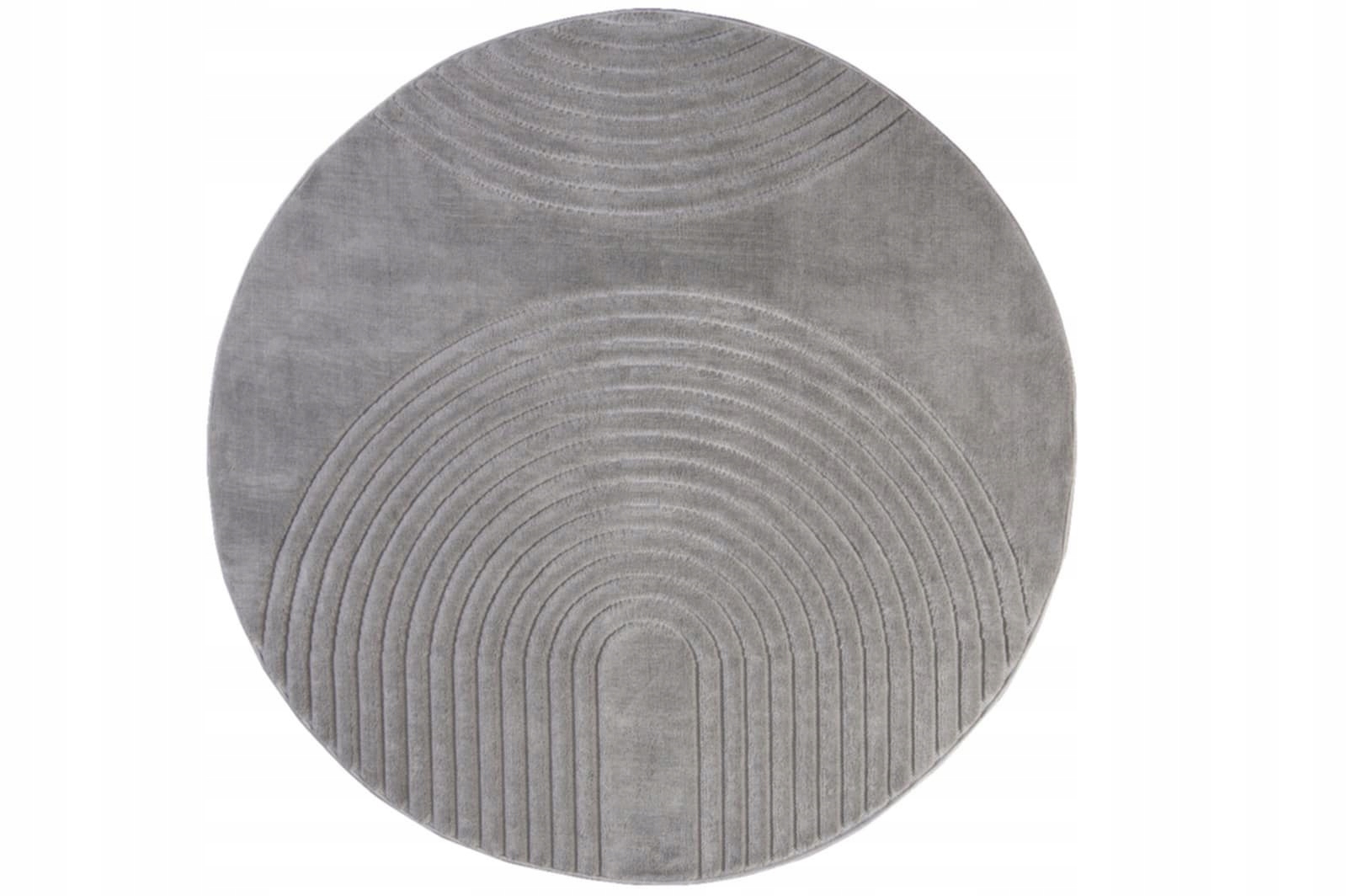 Koberec kulatý 200 cm do obývacího pokoje, moderní šedý vzor s měkkým vlasem