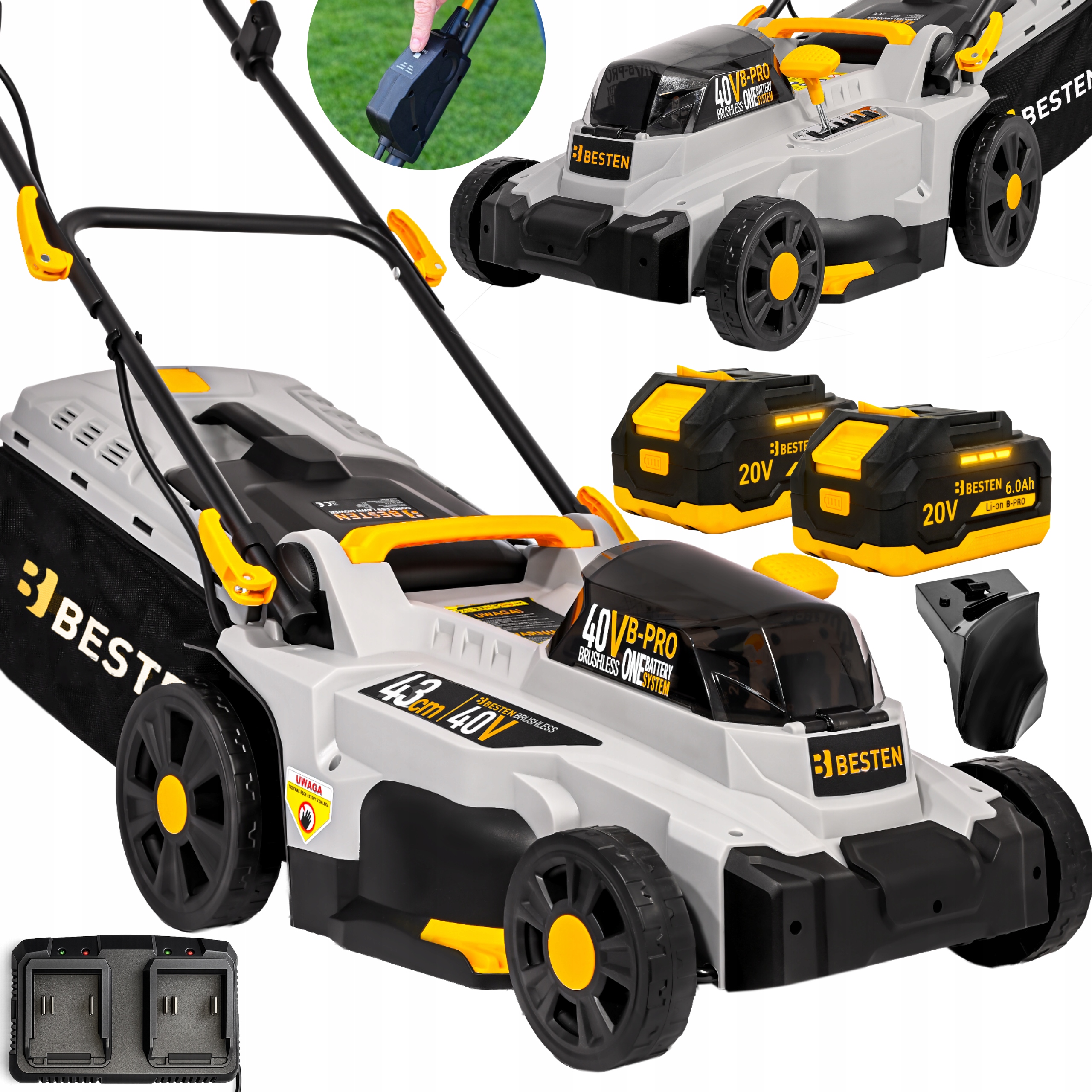 Bezkartáčová Akumulátorová Sekačka 43 CM Na Trávy 2X Aku 12AH Výkonná Besten