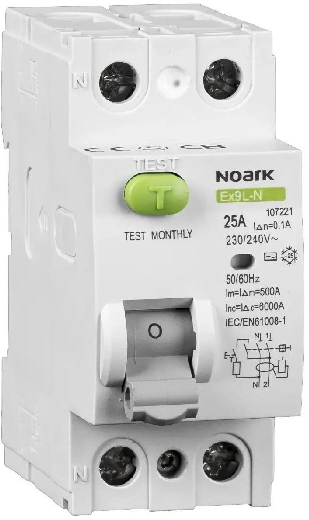 Proudový Spínač 6KA 25A 30MA 2P Typ Ac EX9L-N Noark