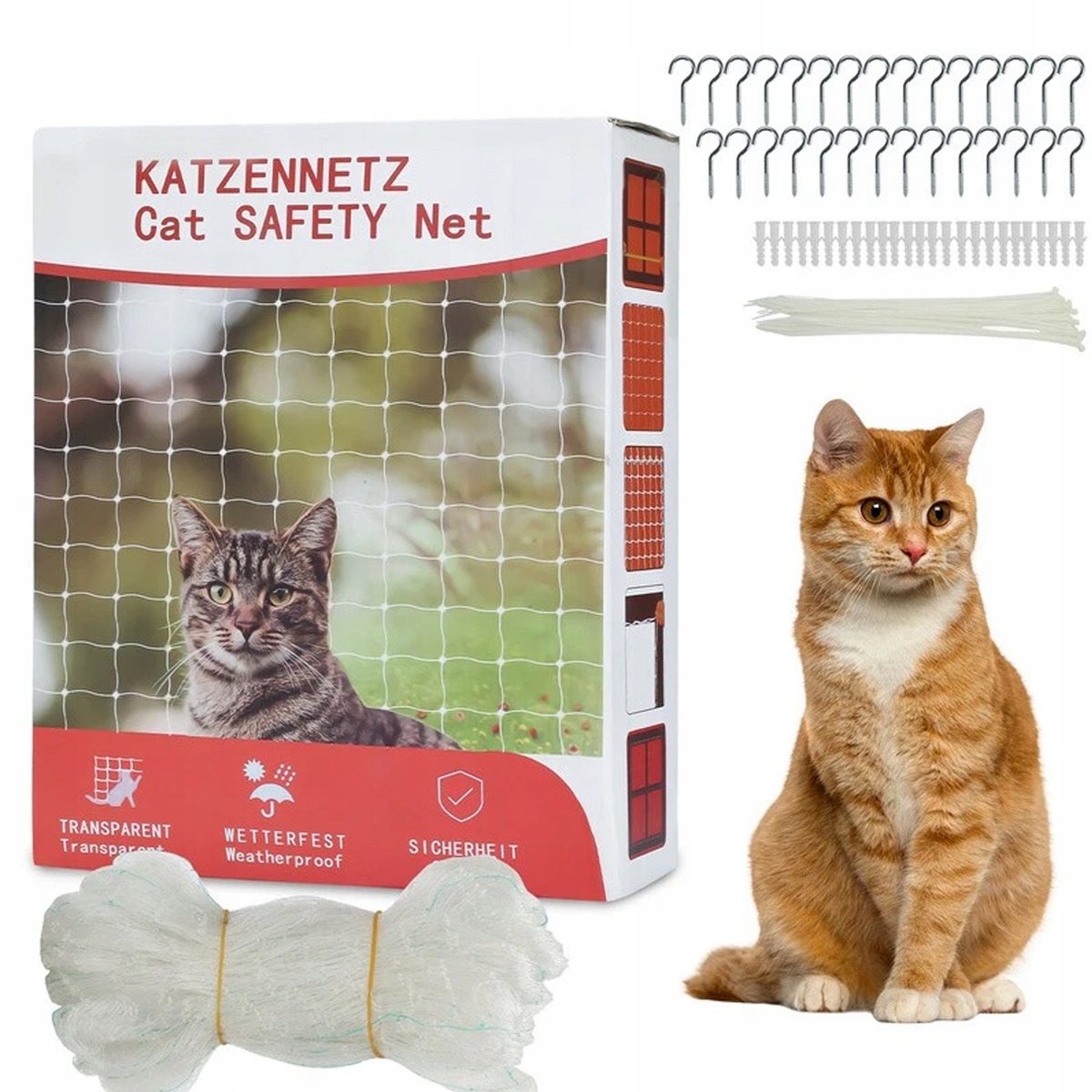 Levně Sada Na Balkon 8x3 m S Hustou Sítí Pro Kočky Očko 26x26 mm Bez Vrtání