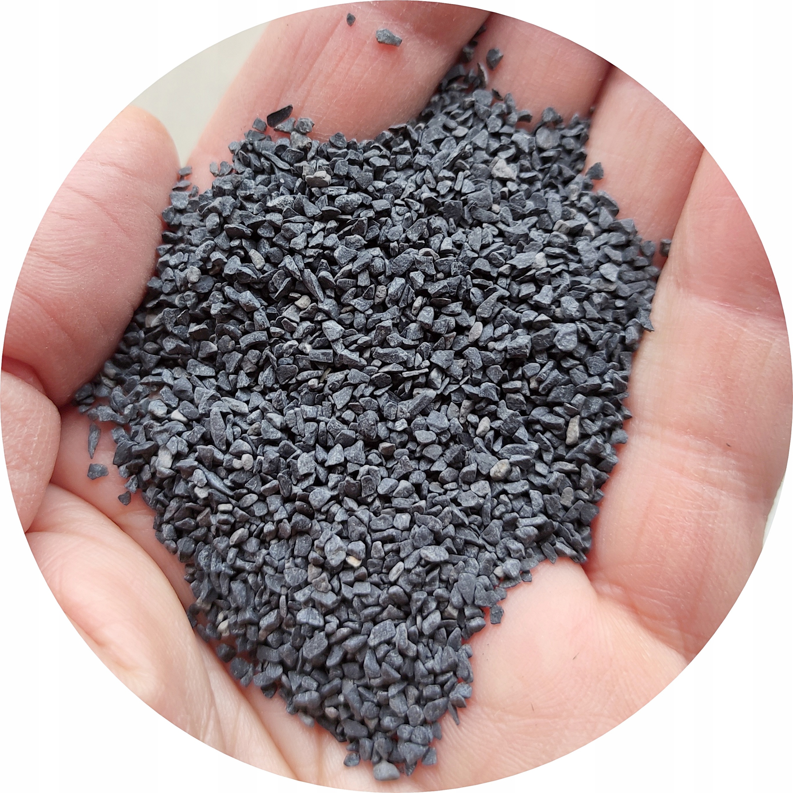 Černý grafitový přírodní mramor, ne bazaltovaný písek, písek, písek, průměr 1-2 mm, 20 kg