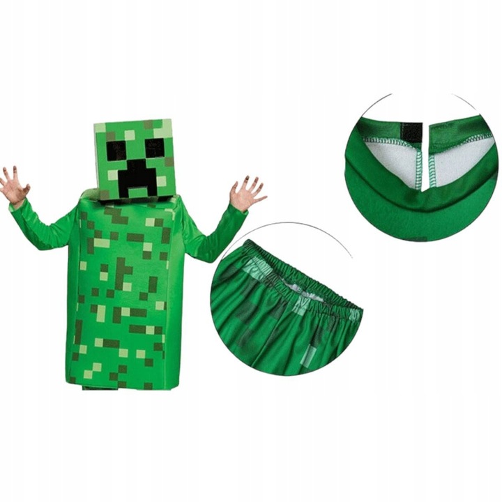 STRÓJ KOSTIUM MINECRAFT CREEPER PRZEBRANIE MASKA BAL ROZM. S 104/116 Rozmiar 104-110