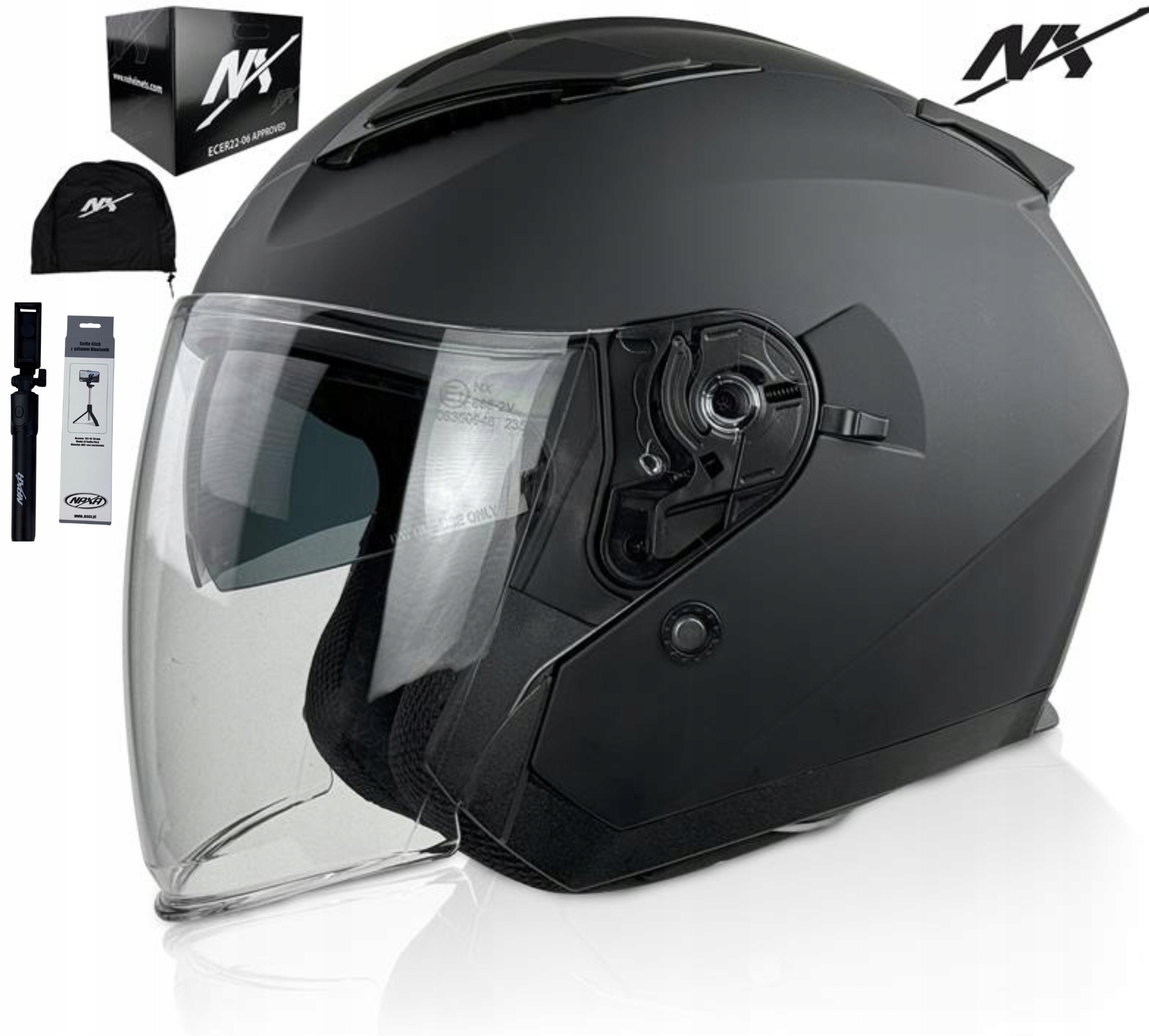 Kask Motocyklowy Nx City Otwarty r.S Na Motor Męski Damski+selfie Stick r.S