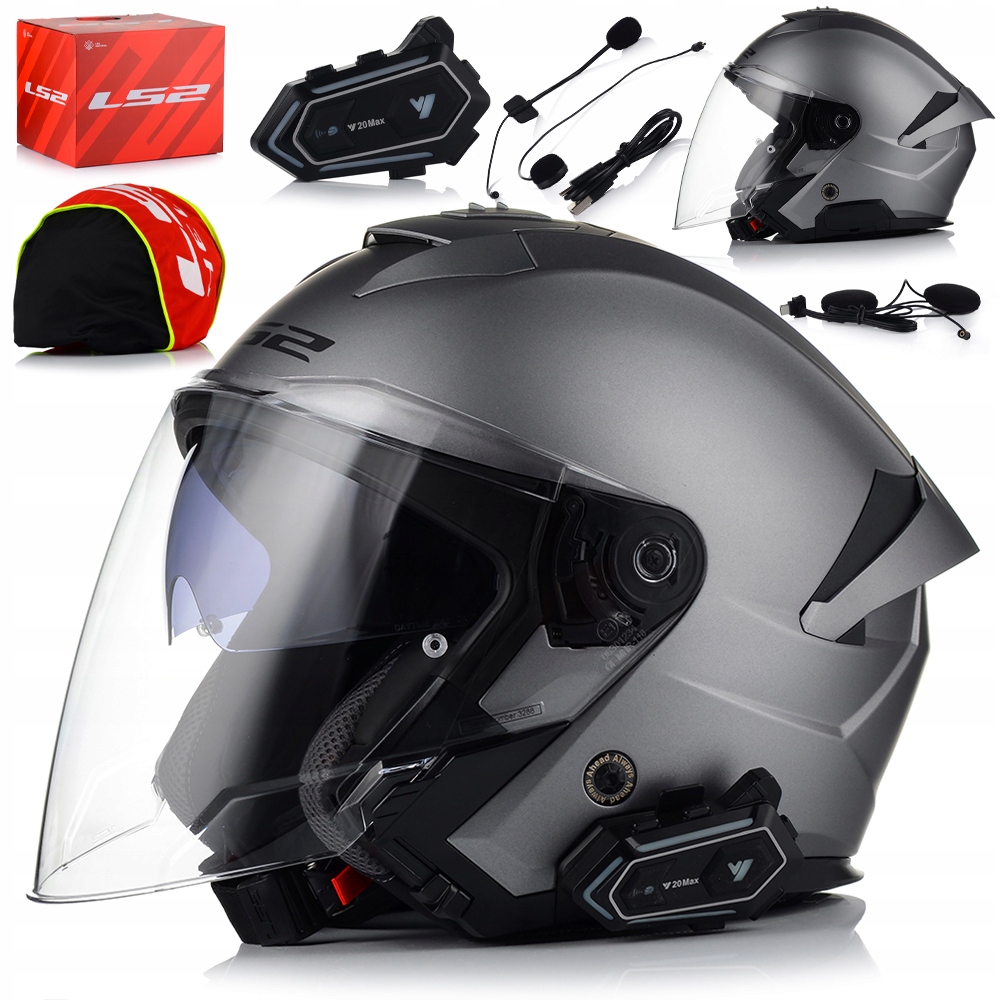 Otvorená Motocyklová Prilba LS2 OF618 Verso II Šedá Matt Blenda Interkom