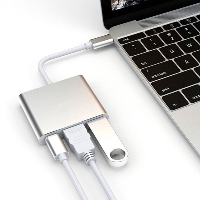 

Adapter aluminiowy Hub 3w1 Usb-c na Hdmi 4K, Usb 3