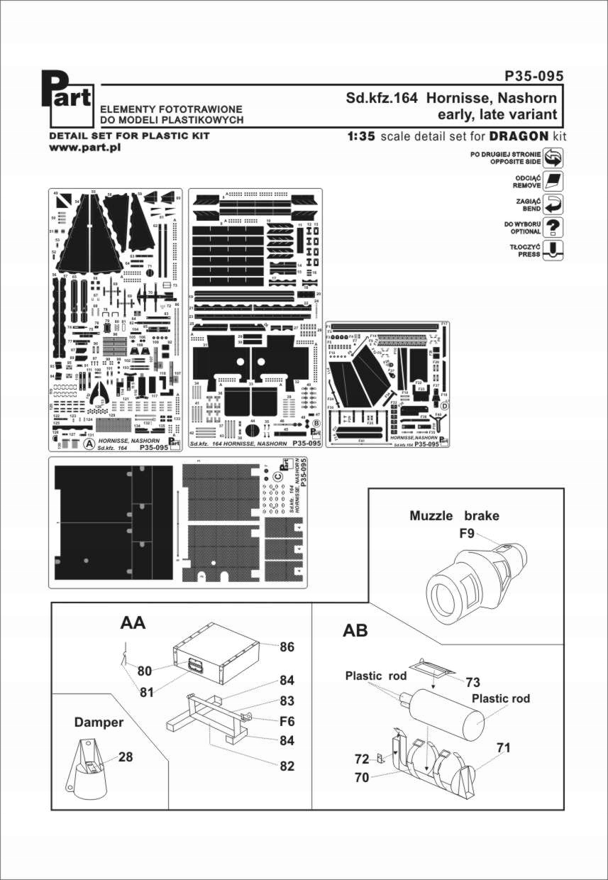 Část P35-095 1/35 Nashorn Sd.Kfz.164 (Dragon)