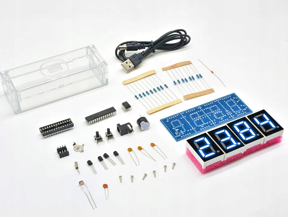 Zegar Duże Cyfry Niebieskie Led , termometr, alarm diy kit Kod producenta Zegar Duże Cyfry Niebieskie Led