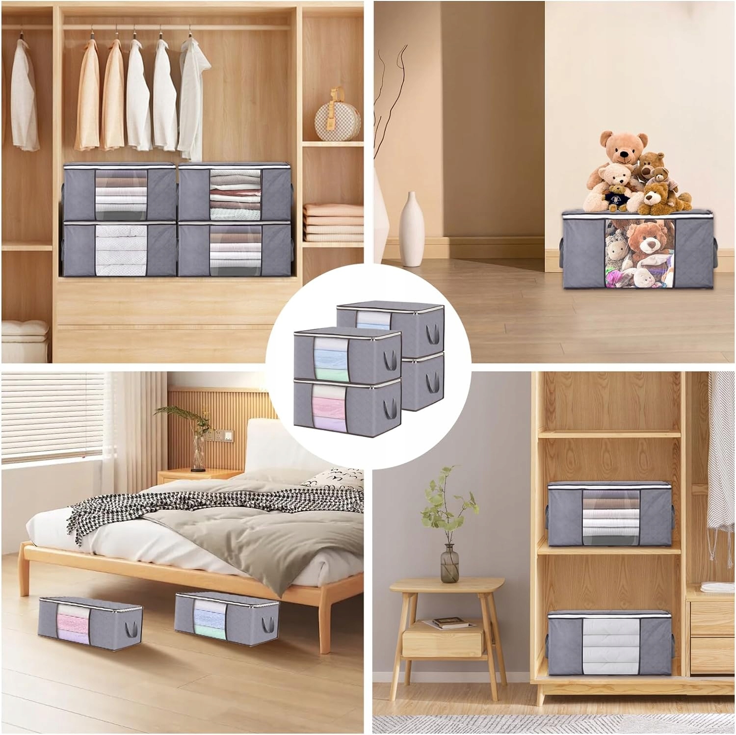 4x TORBA ORGANIZER NA UBRANIA POŚCIEL KOCE ZABAWKI DO PRZECHOWYWANIA 84L Marka inna