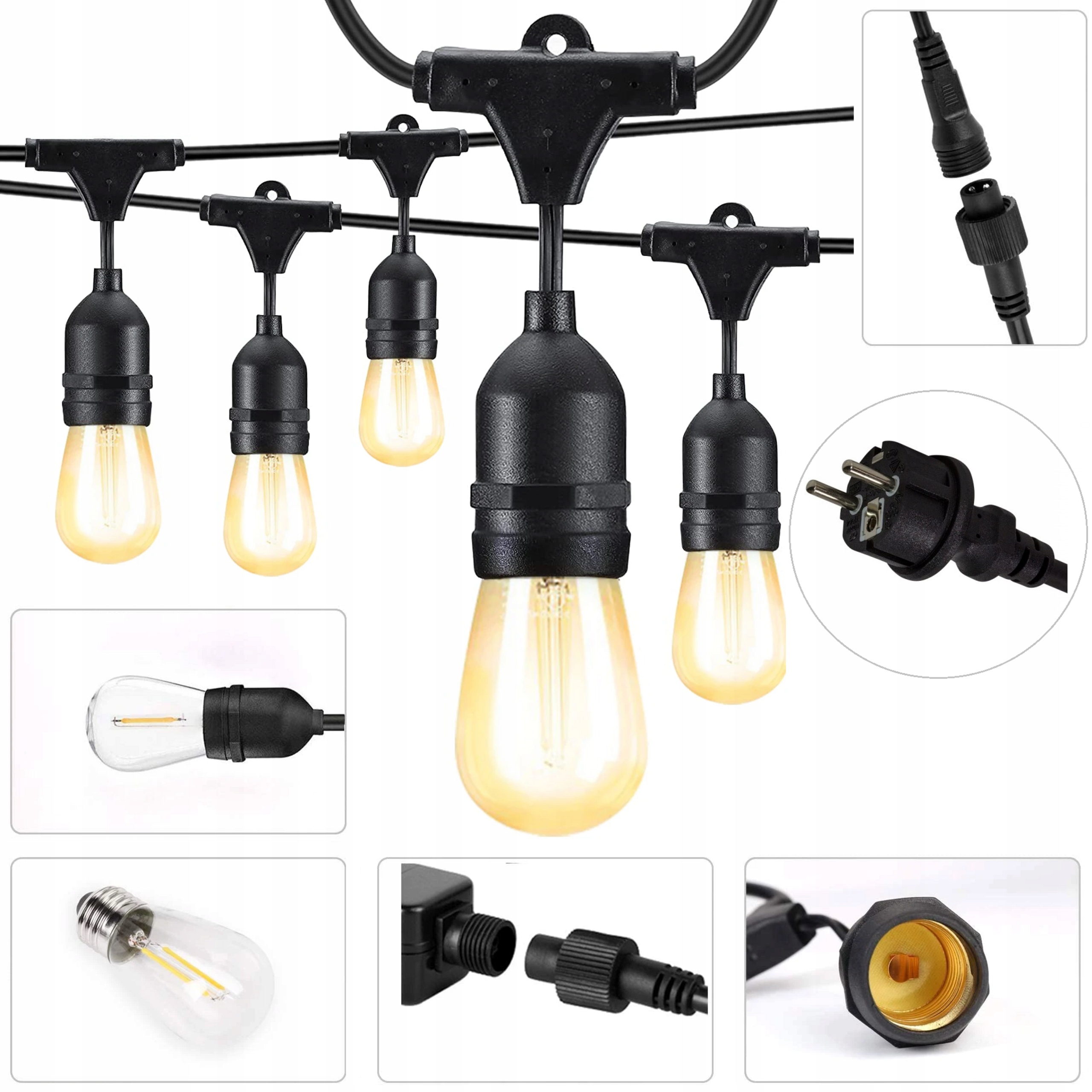 Zahradní Led světelná girlanda, ozdobný voděodolný řetěz, 60 žárovek, 60 m