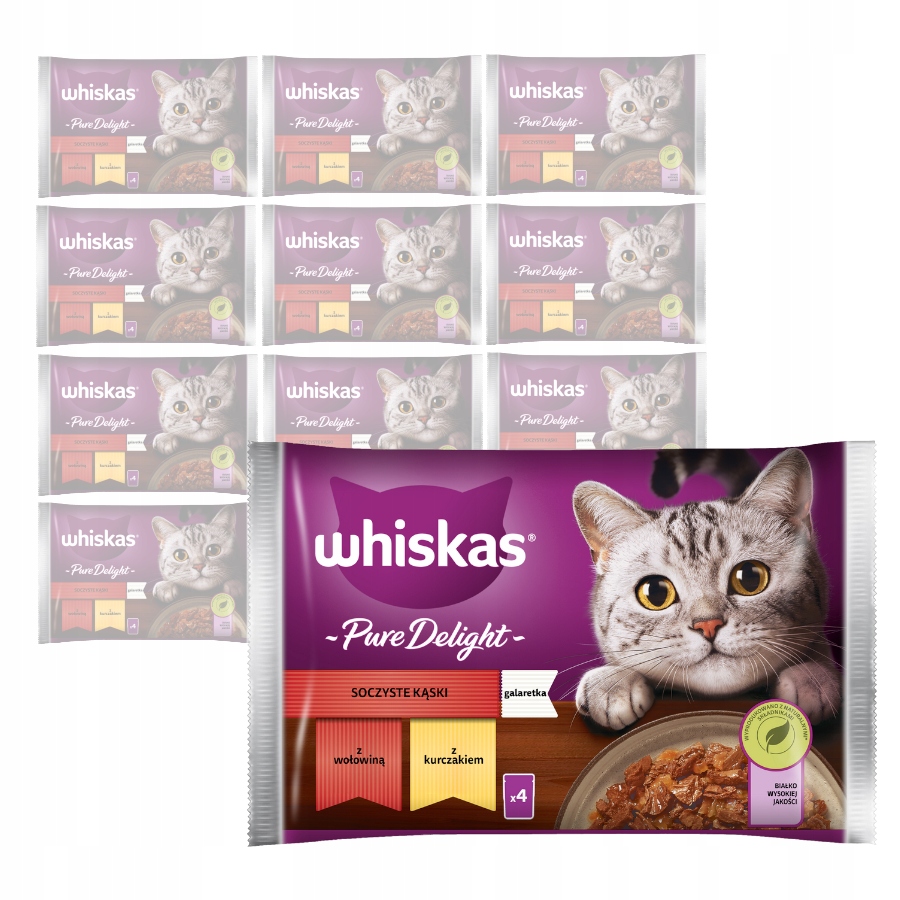 Levně Whiskas Šťavnaté Kousky v želé 52x85g Krmivo Pro Kočky Kuřecí hovězí maso