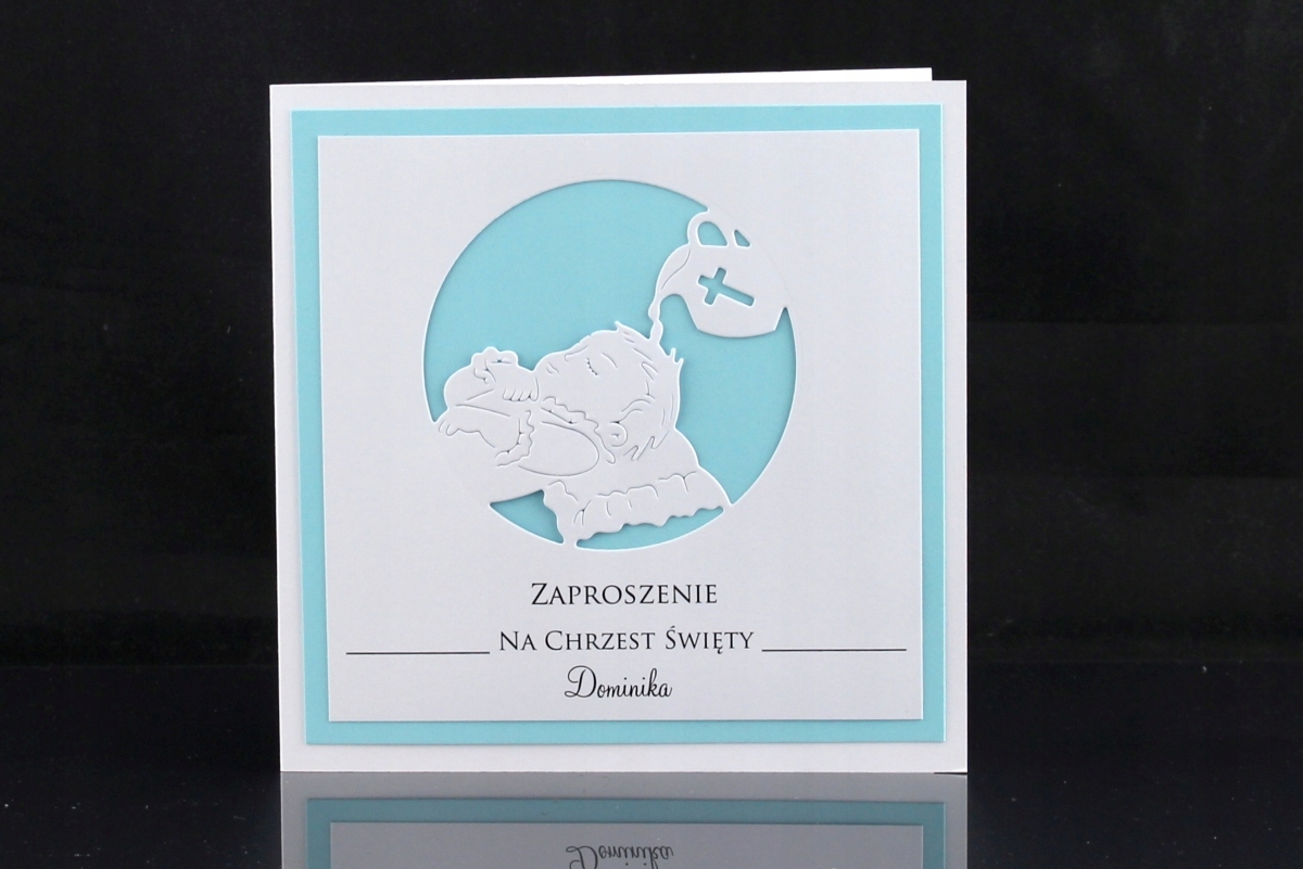 Zaproszenia na Chrzest ZŁOTE Personalizacja Kolor biały