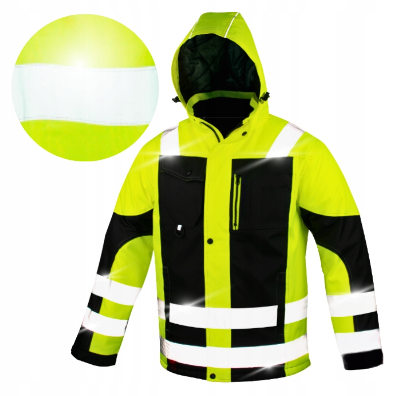 Pánská Zimní Bunda reflexní, nepromokavá, zateplená, s kapucí , velikost L