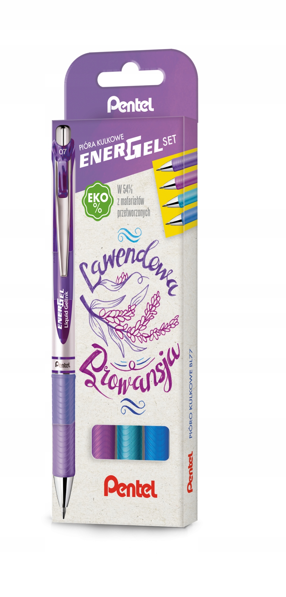 Zestaw 4 piór kulkowych PENTEL BL77 lawenda Kod producenta BL77ST4CSVVPL