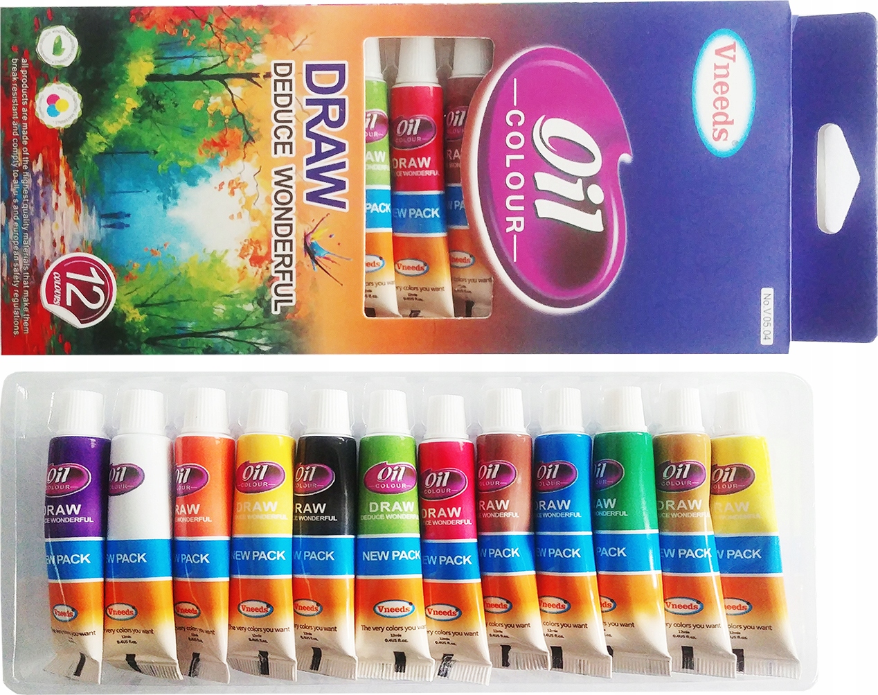 ZESTAW PEDZLE FARBY AKRYLOWE 36x12ml GWASZE OLEJNE Kod producenta 1784