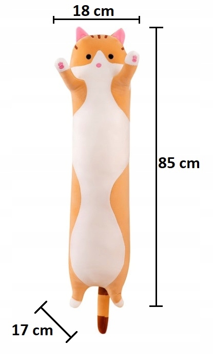 Długi kot pluszowy Regmag M – 85 × 20 × 8 cm – Wiele możliwości wykorzystania
