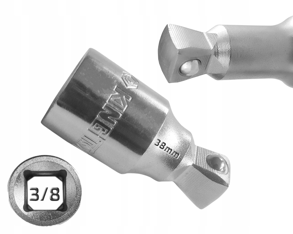 King Tony Przedłużka Do Nasadek Krótka Uchylna Chrom Cr-v 3/8 38 mm 3223-14