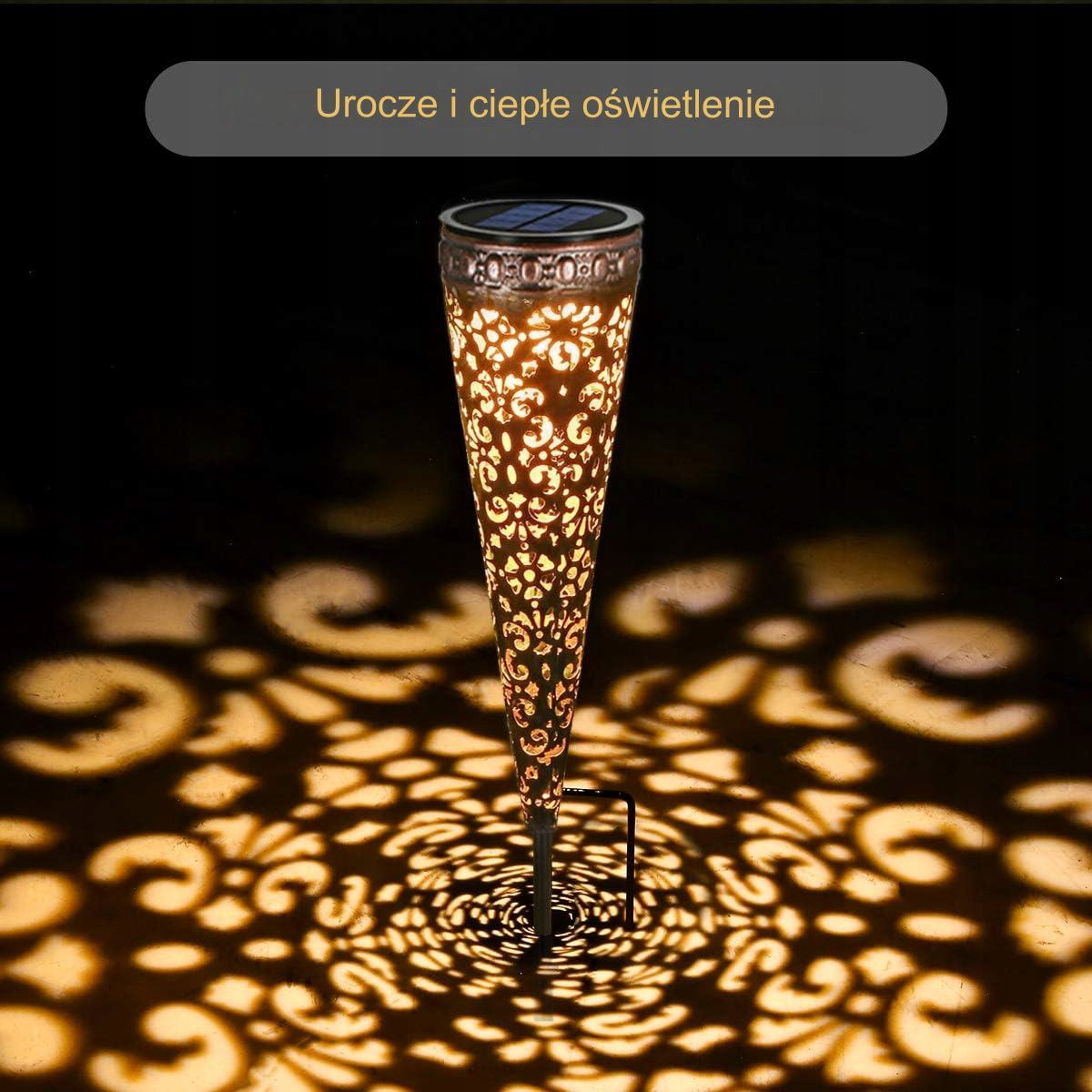 Piękne lampy solarne metalowe w stylu vintage ogród taras brąz mosiądz 4szt Marka inna