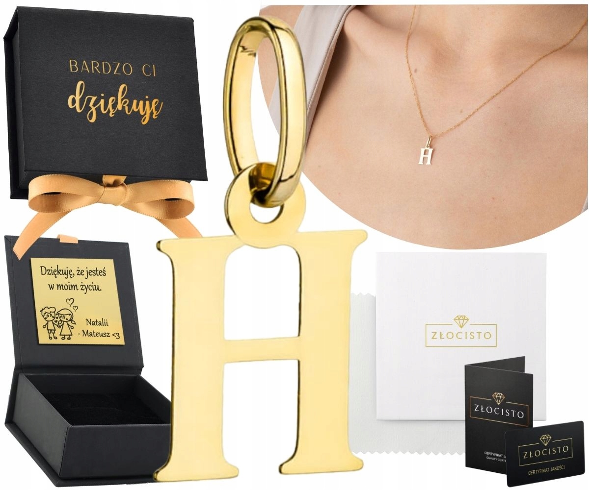 Zlaté Šperky Hladký Přívěsek Písmenko H 585 14K Gravírování Dárek Unisex