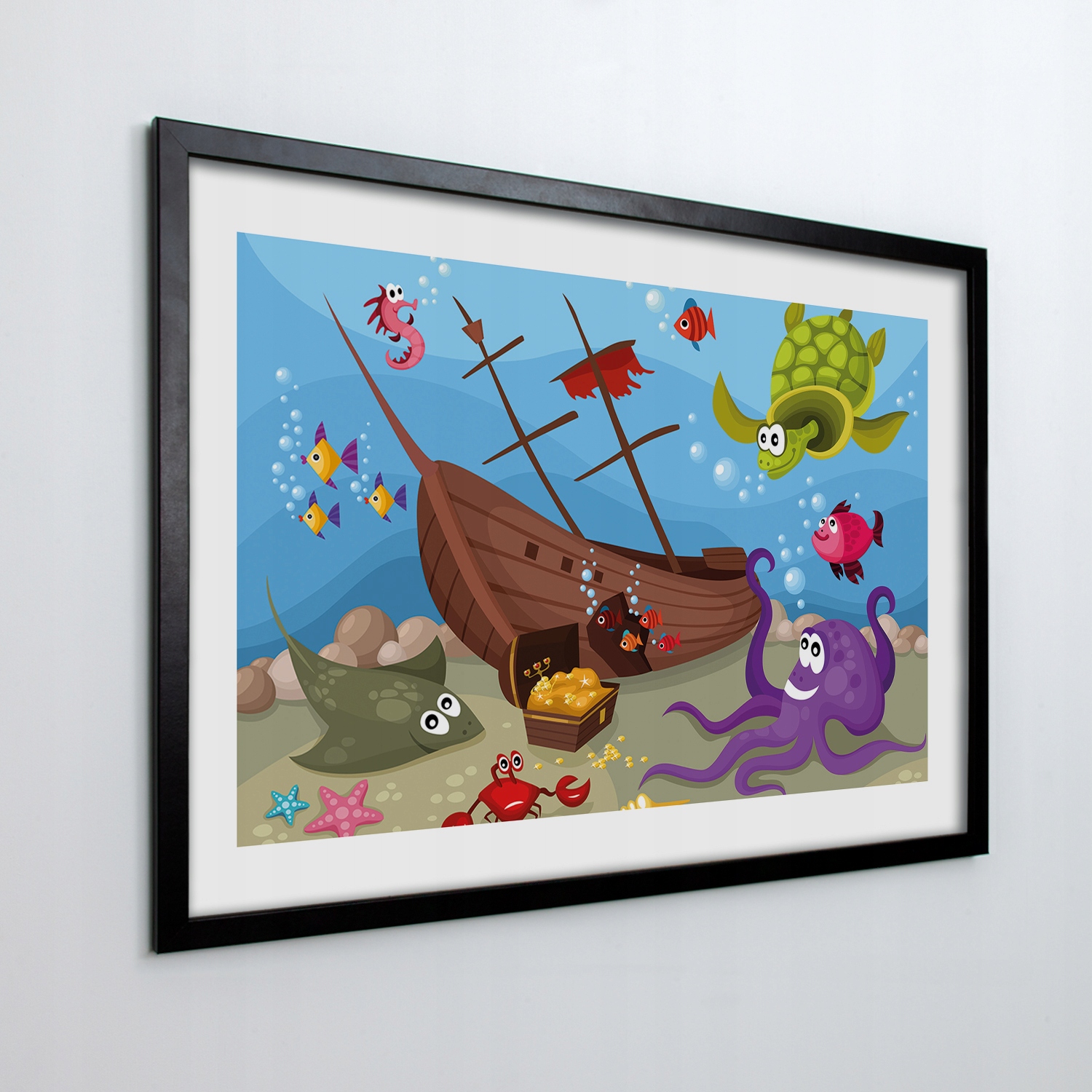 Obraz v rámu na zeď Loď ryby moře 70x50