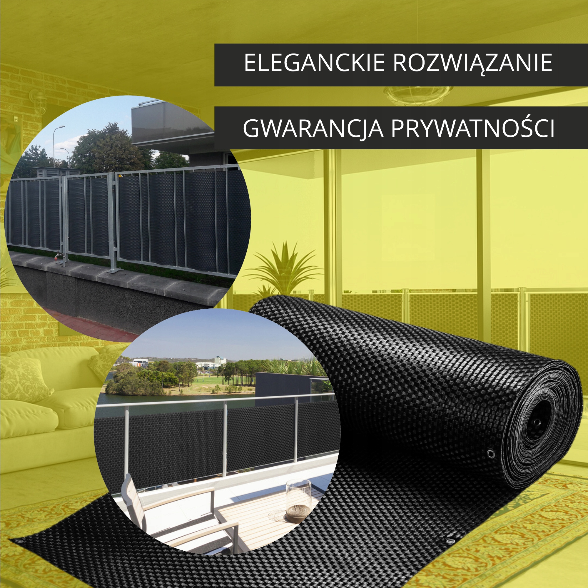 OSŁONA BALKONOWA TECHNORATTAN MATA BALKON 0,9x4m Materiał dominujący technorattan