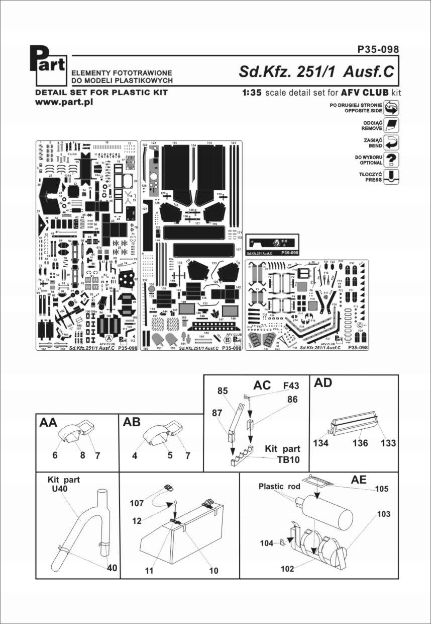 Část P35-098 1/35 Sd.Kfz.251/1 Ausf.C (afv klub)