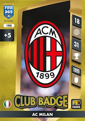 2025 Panini Adrenalyn XL Fifa 365 190 Club Badge A.c. Milan