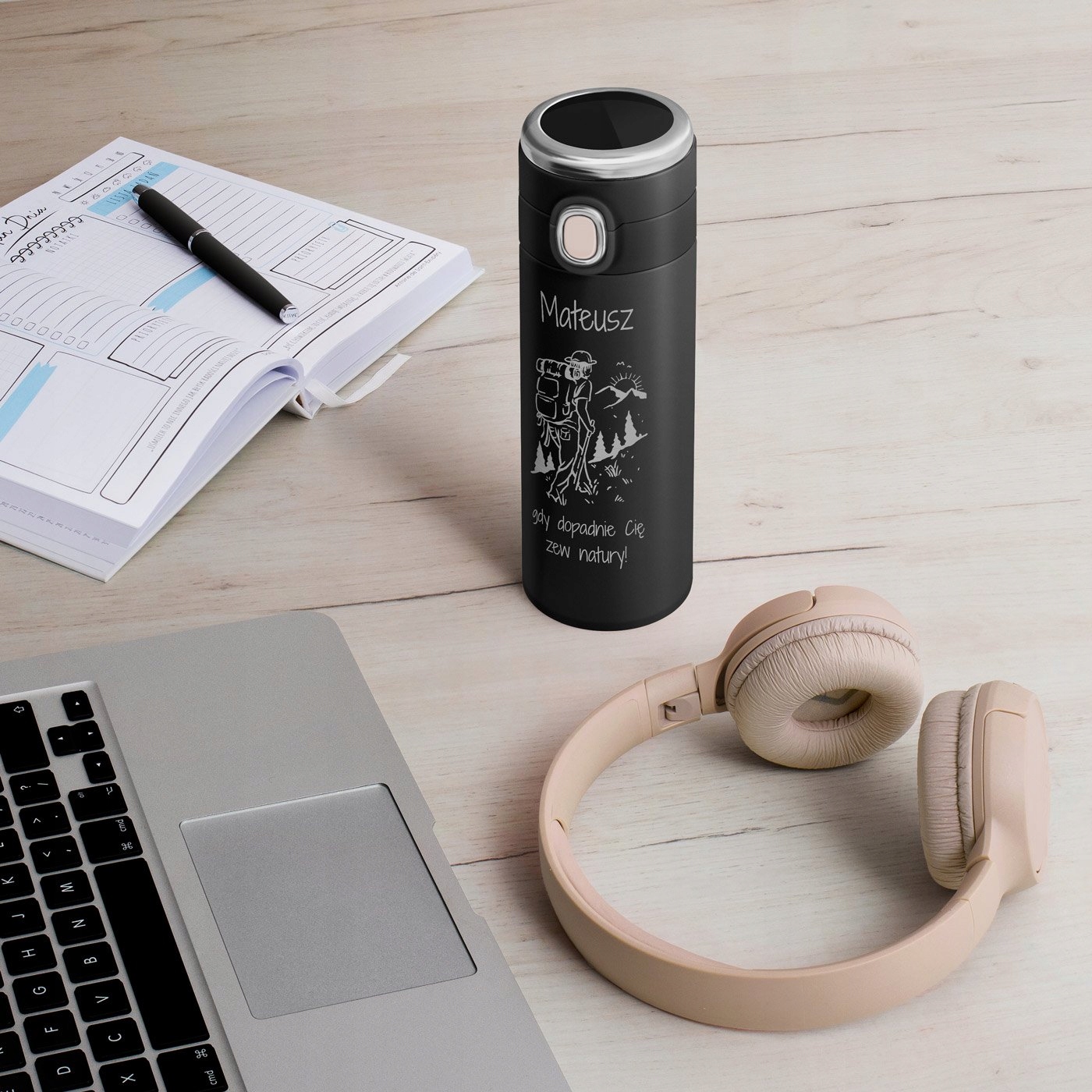 KUBEK TERMICZNY TERMOS Z USTNIKIEM LED Z GRAWEREM 400ml + GRATIS EAN (GTIN) 5903948474870