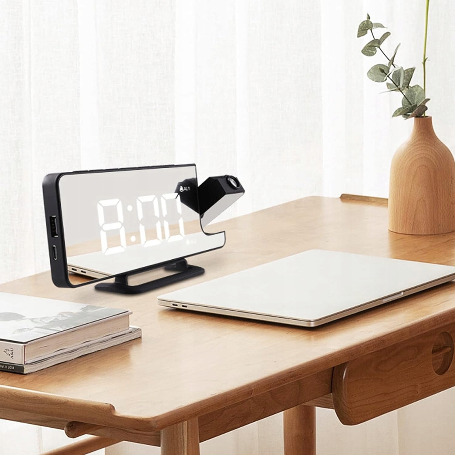 BUDZIK ZEGAR CYFROWY ZEGAREK PROJEKTOR LED LUSTRO WYŚWIETLACZ TEMPERATURA Linia Nowoczesny