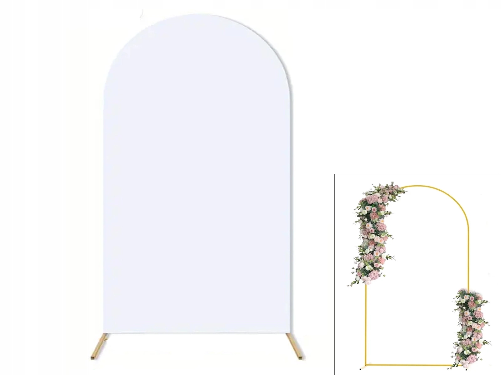 Sada zlatých rámů s obloukem a bílým potahem 200 x 100 cm 2ks Pozadí Stěna